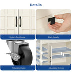 45 Rolling Kitchen Island with Storage & Drawers, Extendable Bar Table with Lockable Wheels