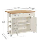 45 Rolling Kitchen Island with Storage & Drawers, Extendable Bar Table with Lockable Wheels