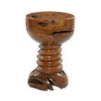 Teak Wood Handmade Live Edge Side End Accent Table with Coiled Base - Brown - Roche River Decor