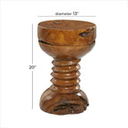 Teak Wood Handmade Live Edge Side End Accent Table with Coiled Base - Brown - Roche River Decor