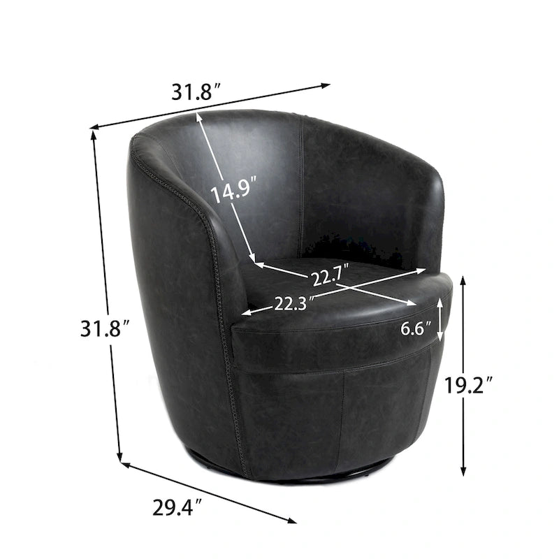 Modern Swivel Leather Accent Chair Upholstered Barrel Chair