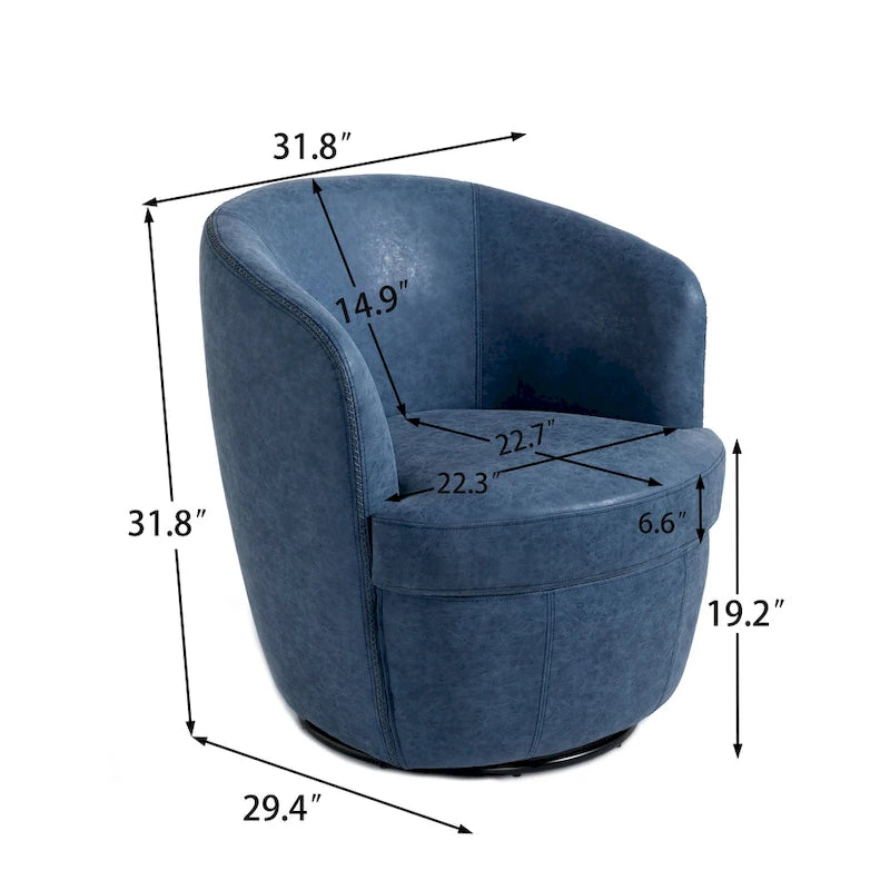 Modern Swivel Leather Accent Chair Upholstered Barrel Chair
