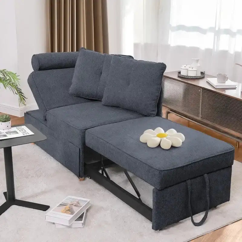 Hansabenne 4 in 1 Multi-Function Folding Sofa Folding Bed Single Futon Couch Guest Bed with 2 Throw Pillows