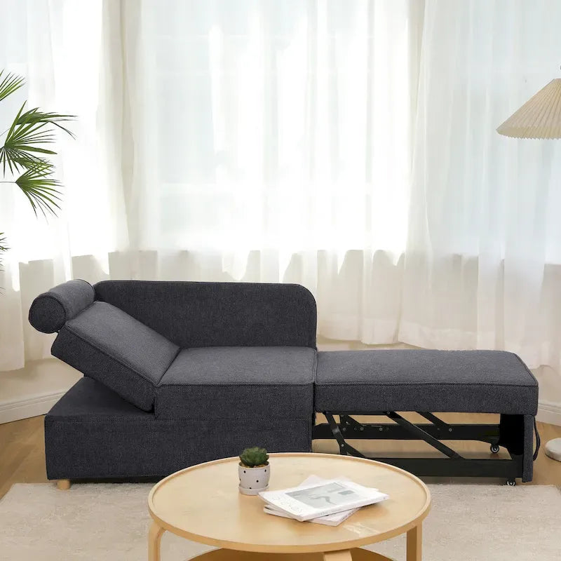 Hansabenne 4 in 1 Multi-Function Folding Sofa Folding Bed Single Futon Couch Guest Bed with 2 Throw Pillows
