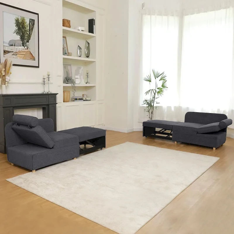 Hansabenne 4 in 1 Multi-Function Folding Sofa Folding Bed Single Futon Couch Guest Bed with 2 Throw Pillows
