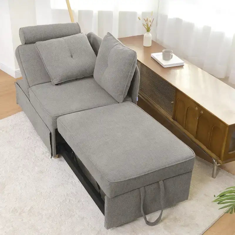 Hansabenne 4 in 1 Multi-Function Folding Sofa Folding Bed Single Futon Couch Guest Bed with 2 Throw Pillows