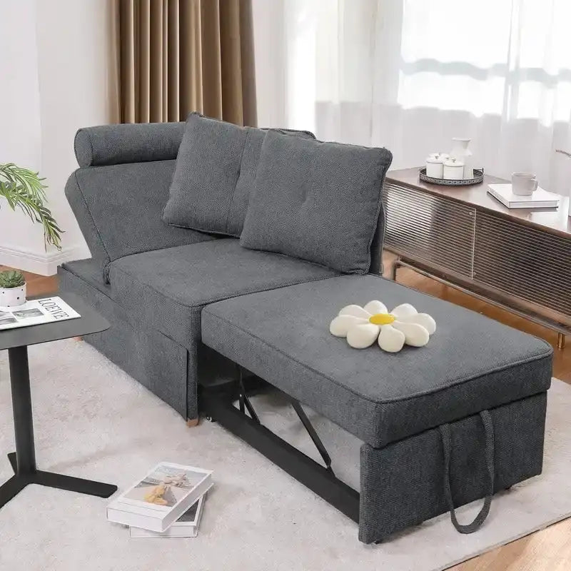 Hansabenne 4 in 1 Multi-Function Folding Sofa Folding Bed Single Futon Couch Guest Bed with 2 Throw Pillows