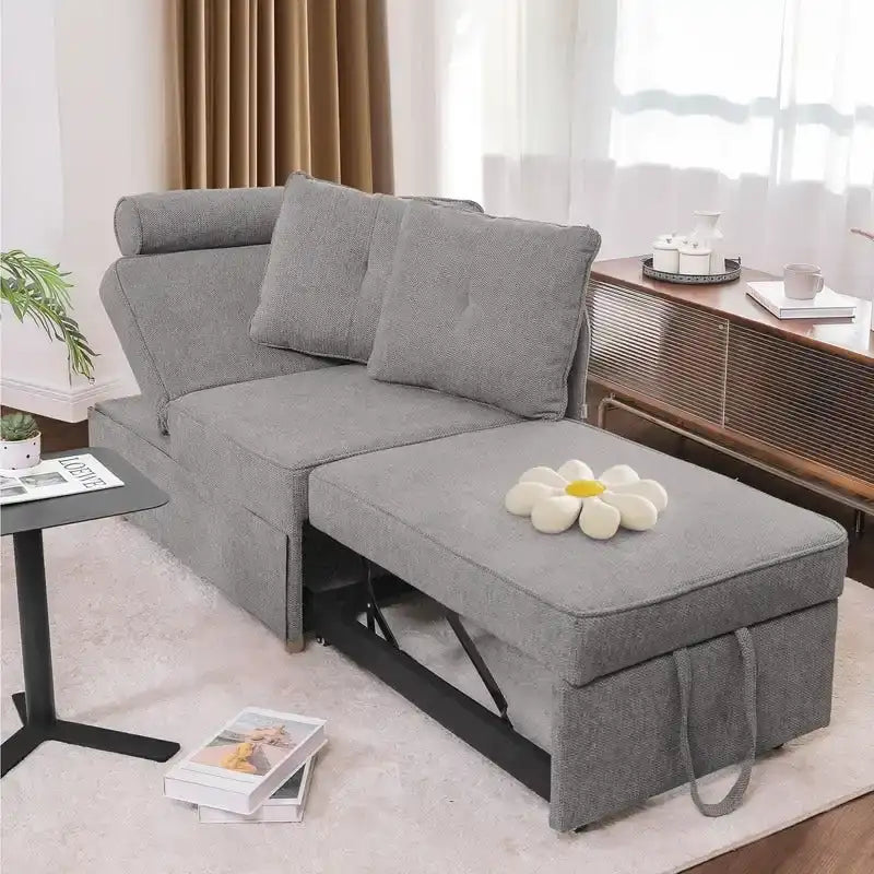 Hansabenne 4 in 1 Multi-Function Folding Sofa Folding Bed Single Futon Couch Guest Bed with 2 Throw Pillows