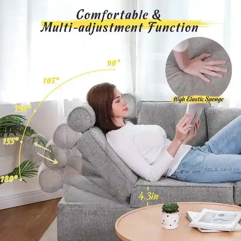 Hansabenne 4 in 1 Multi-Function Folding Sofa Folding Bed Single Futon Couch Guest Bed with 2 Throw Pillows