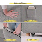 Hansabenne 4 in 1 Multi-Function Folding Sofa Folding Bed Single Futon Couch Guest Bed with 2 Throw Pillows