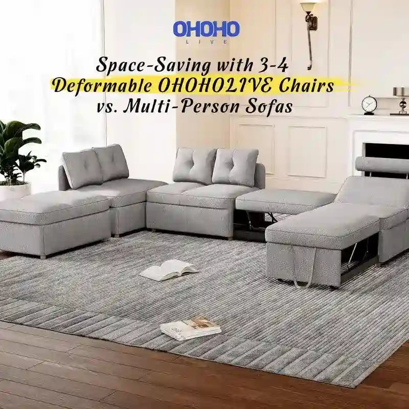 Hansabenne 4 in 1 Multi-Function Folding Sofa Folding Bed Single Futon Couch Guest Bed with 2 Throw Pillows