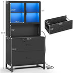 2 Drawer File Cabinet Lock & Charging Station Storage Shelf
