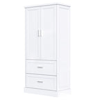 Tall Bathroom Storage Cabinet, Cabinet with Two Doors and Drawers, Adjustable Shelf, MDF Board, White