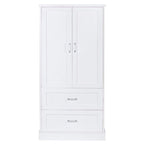 Tall Bathroom Storage Cabinet, Cabinet with Two Doors and Drawers, Adjustable Shelf, MDF Board, White