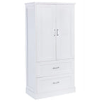 Tall Bathroom Storage Cabinet, Cabinet with Two Doors and Drawers, Adjustable Shelf, MDF Board, White