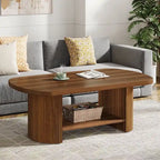 45.2 Inch Wood Coffee Table, Center Table with 2 Tier Shelves