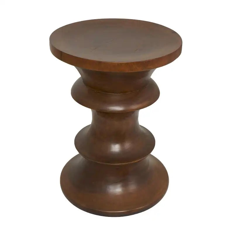 Wood Geometric Handmade Side End Accent Table - Brown - Roche River Decor