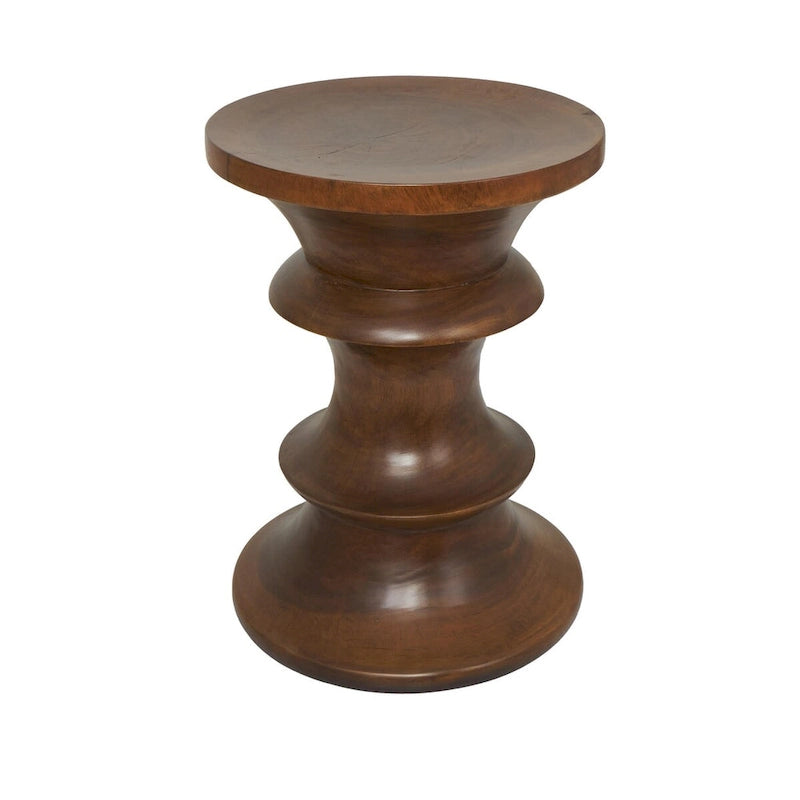 Wood Geometric Handmade Side End Accent Table - Brown - Roche River Decor