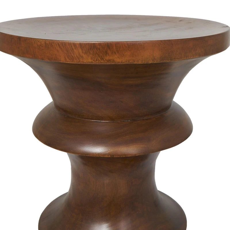 Wood Geometric Handmade Side End Accent Table - Brown - Roche River Decor