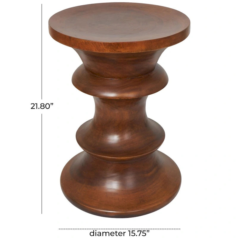 Wood Geometric Handmade Side End Accent Table - Brown - Roche River Decor