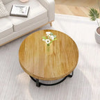 Modern Round Wooden Carving Pattern Coffee Table