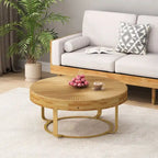 Modern Round Wooden Carving Pattern Coffee Table