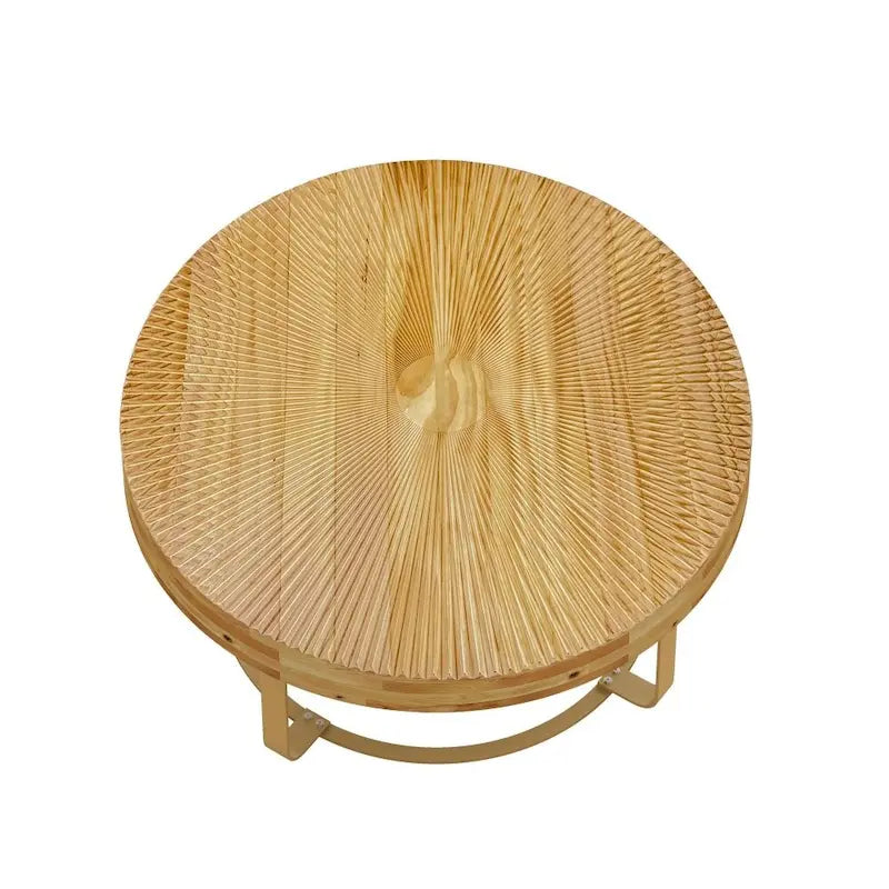 Modern Round Wooden Carving Pattern Coffee Table