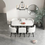 Modern 7 Pieces Dining Table Set, Rectangle Dining Table with 6 Chairs for Dining Room, Kitchen