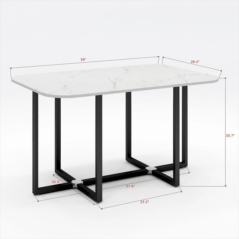 Modern 7 Pieces Dining Table Set, Rectangle Dining Table with 6 Chairs for Dining Room, Kitchen
