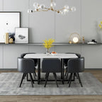 Modern 7 Pieces Dining Table Set, Rectangle Dining Table with 6 Chairs for Dining Room, Kitchen