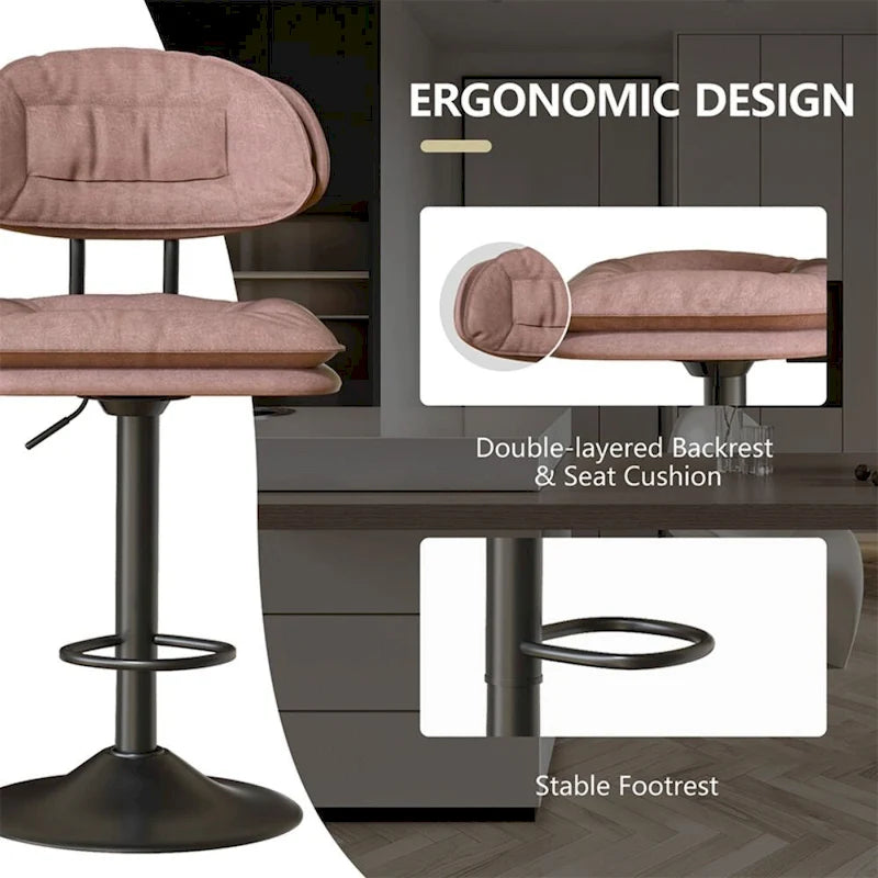 Set of 2 Swivel Bar Stools Adjustable Counter Height