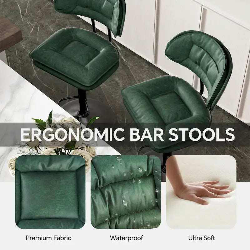 Set of 2 Swivel Bar Stools Adjustable Counter Height