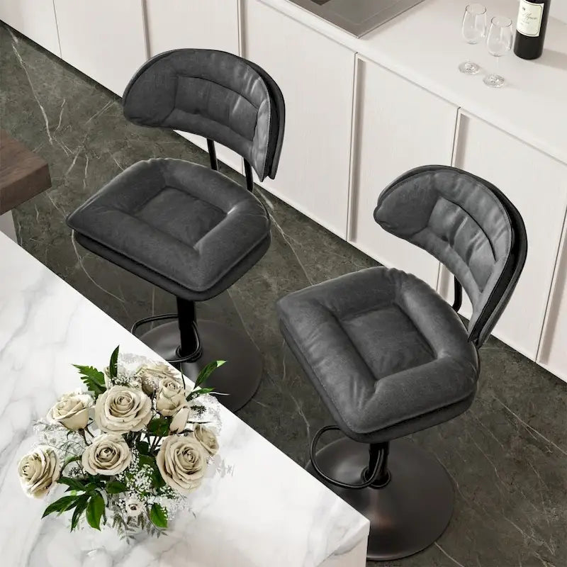 Set of 2 Swivel Bar Stools Adjustable Counter Height