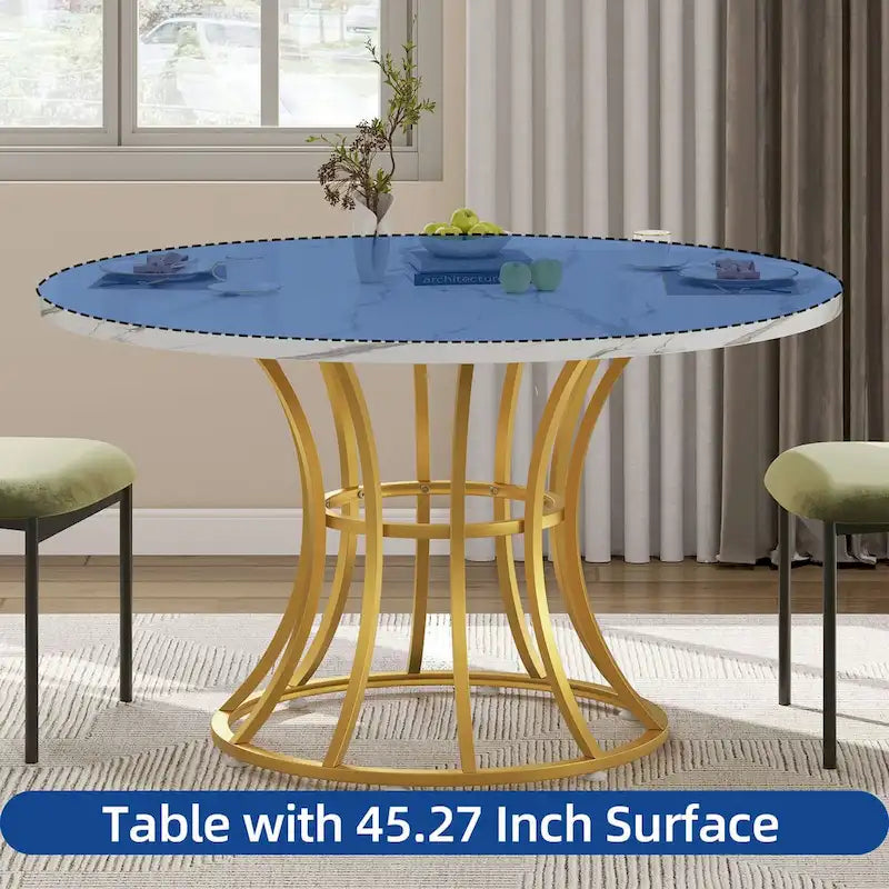 Moasis Modern Faux Marble 45 Large Round Dinning Table for 4-6 People