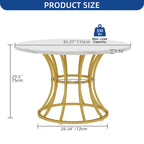 Moasis Modern Faux Marble 45 Large Round Dinning Table for 4-6 People