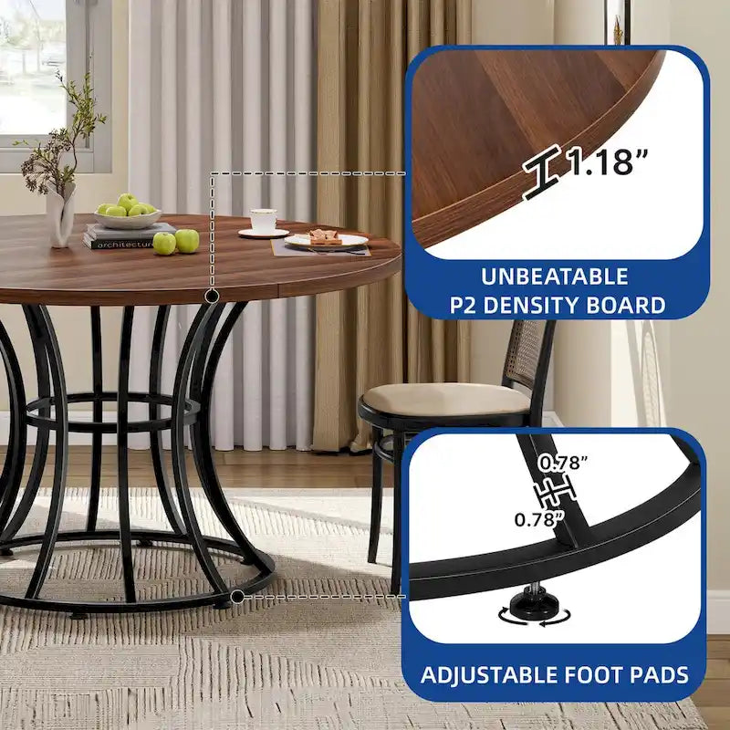 Moasis Modern Faux Marble 45 Large Round Dinning Table for 4-6 People