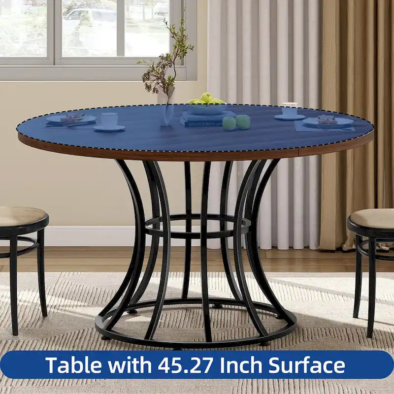 Moasis Modern Faux Marble 45 Large Round Dinning Table for 4-6 People