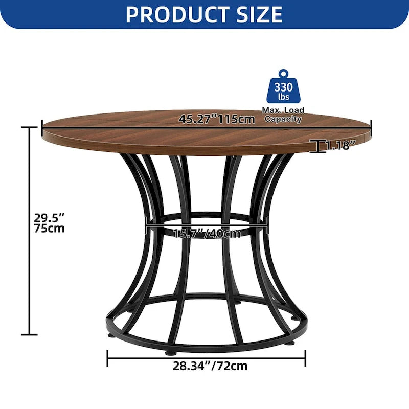 Moasis Modern Faux Marble 45 Large Round Dinning Table for 4-6 People