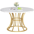 Moasis Modern Faux Marble 45 Large Round Dinning Table for 4-6 People