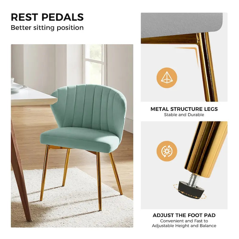 Luna Modern Glam Upholstered Tufted Back Side Accent Dining Chair with Small Base by HULALA HOME