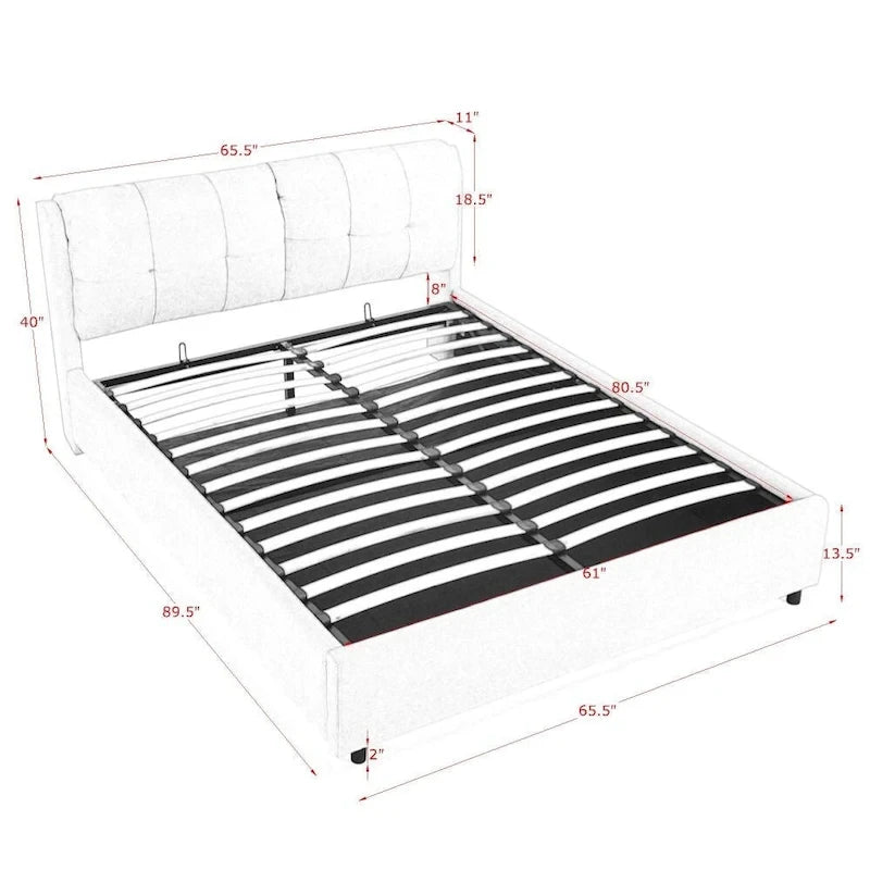 Queen/King Size Storage Upholstered Platform Bed with Headboard
