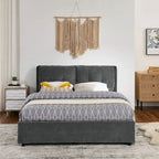 Queen/King Size Storage Upholstered Platform Bed with Headboard