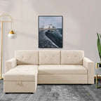 Reversible L-Shape Sleeper Sectional Sofa with Storage, Modern Convertible Sofa Bed for Living Room
