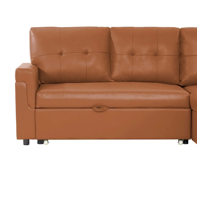 Reversible L-Shape Sleeper Sectional Sofa with Storage, Modern Convertible Sofa Bed for Living Room