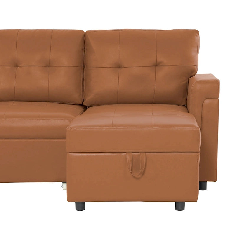 Reversible L-Shape Sleeper Sectional Sofa with Storage, Modern Convertible Sofa Bed for Living Room