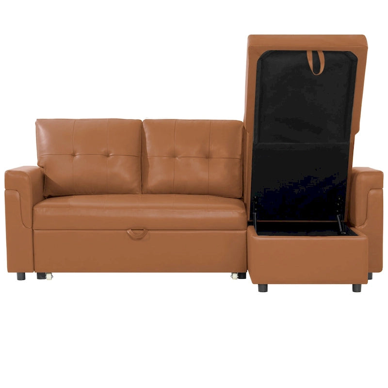 Reversible L-Shape Sleeper Sectional Sofa with Storage, Modern Convertible Sofa Bed for Living Room