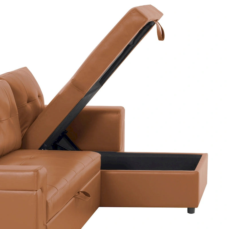 Reversible L-Shape Sleeper Sectional Sofa with Storage, Modern Convertible Sofa Bed for Living Room