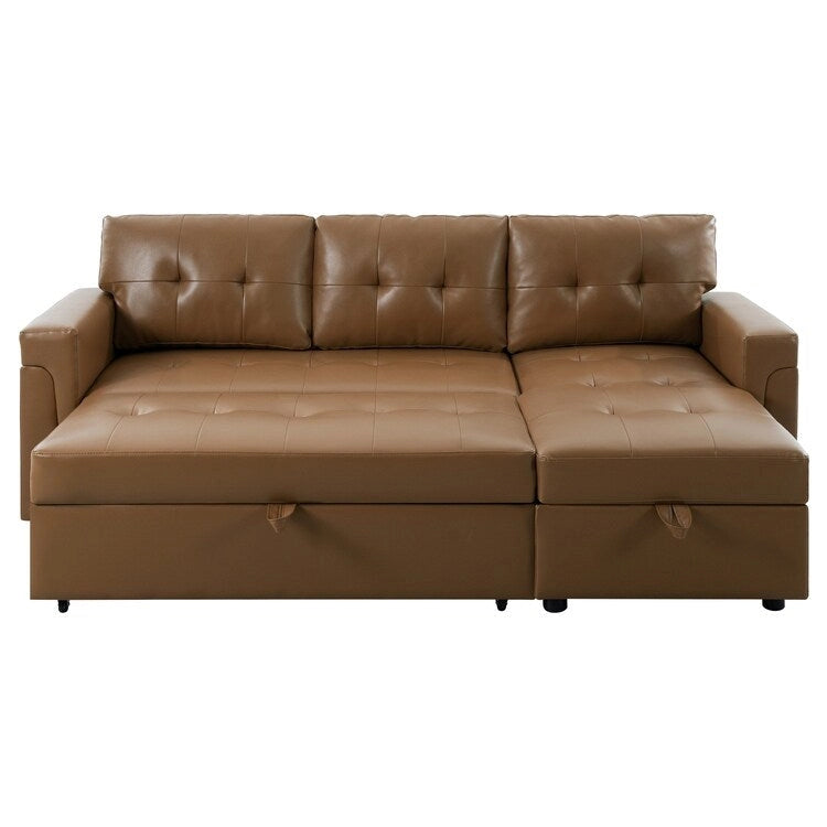 Reversible L-Shape Sleeper Sectional Sofa with Storage, Modern Convertible Sofa Bed for Living Room
