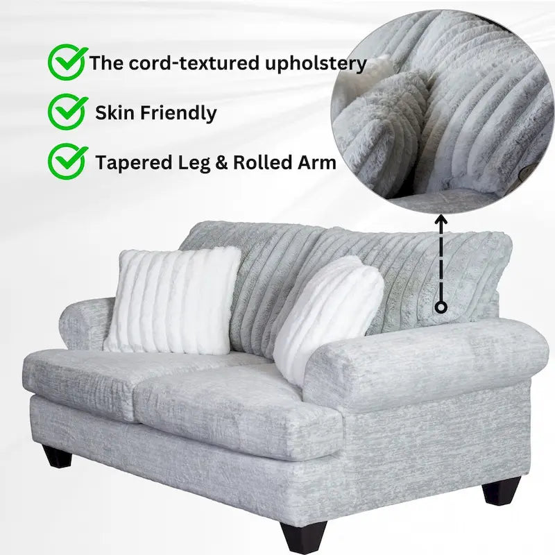 Roundhill Oasis 2-Piece Living Room Set, Sofa and Loveseat
