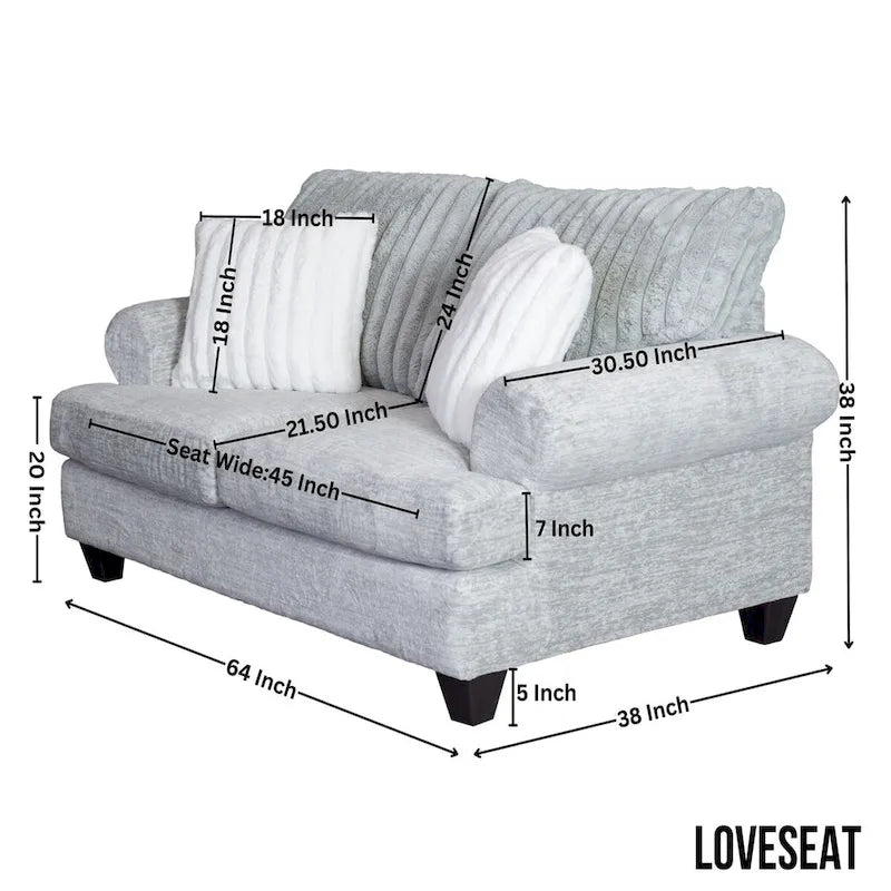 Roundhill Oasis 2-Piece Living Room Set, Sofa and Loveseat